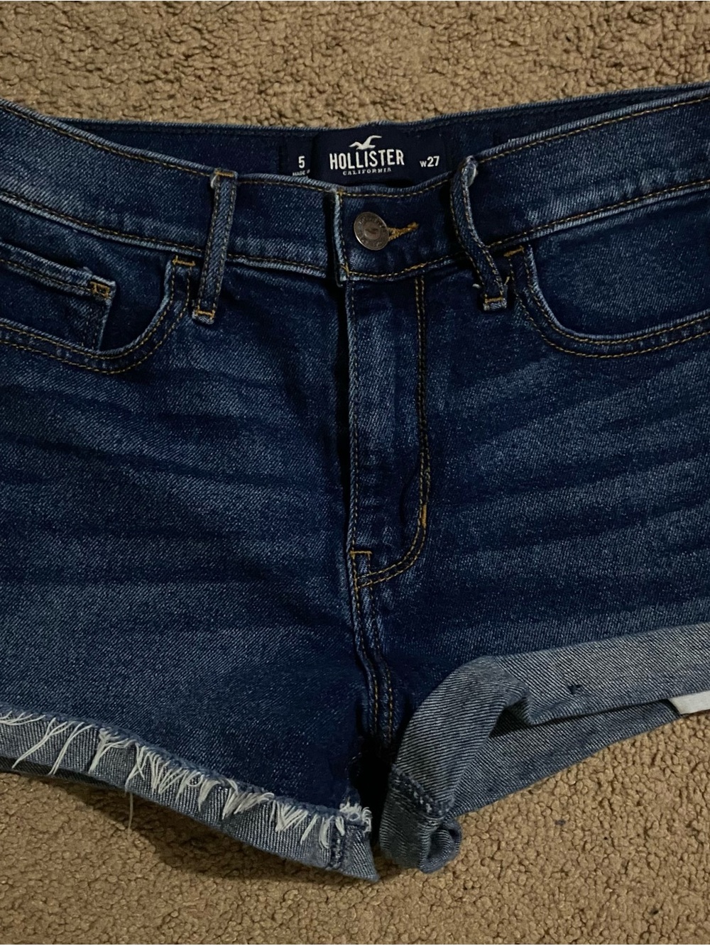 Hollister Women's Deep Indigo Cuffed Denim Shorts